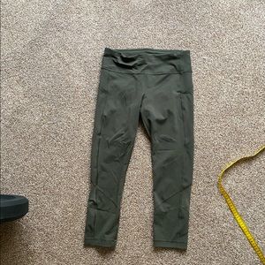 Lululemon crop running leggings army green